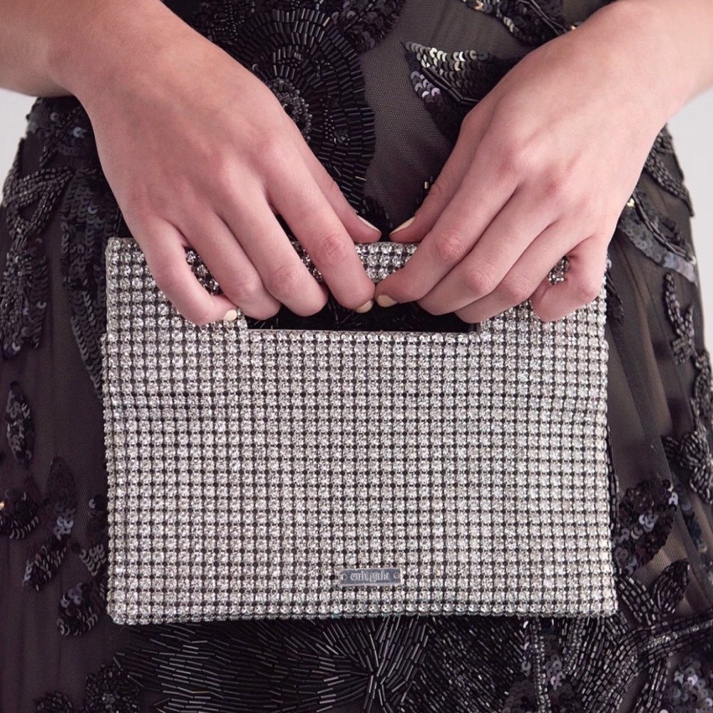 Cult gaia Crystal-Embellished Silver Evening Clutch